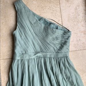 One Shoulder Sea-foam Long Bridesmaid Dress